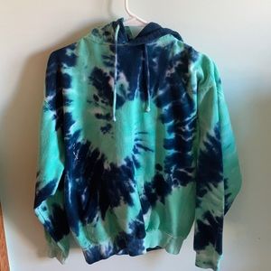 Blue & Green Swirl Tie Dye Hoodie